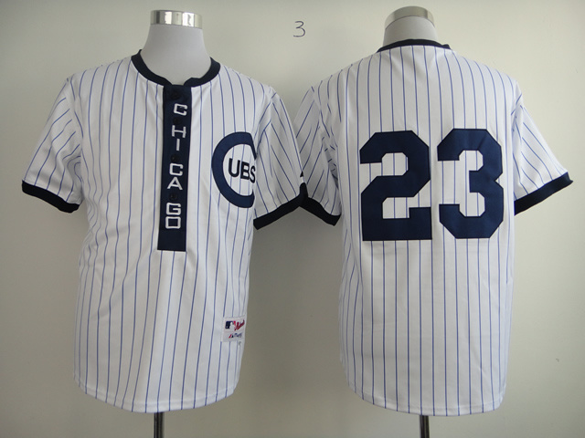 Men Chicago Cubs #23 Sandberg White Throwback 1909 MLB Jerseys->chicago cubs->MLB Jersey